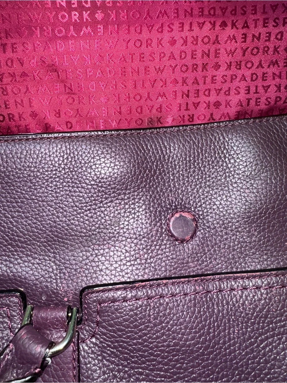 kate spade Plum Pebbled Leather Satchel with Tassel